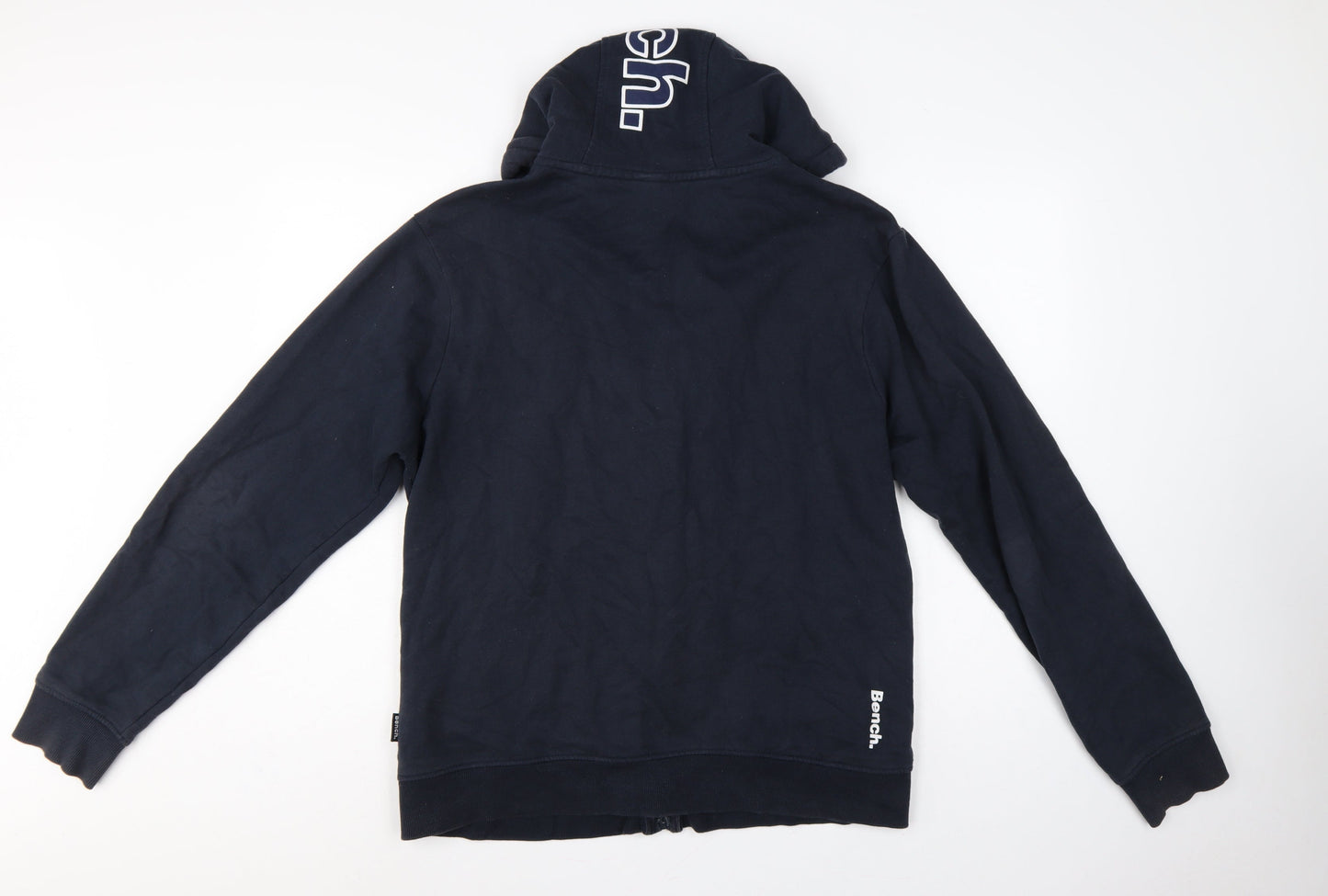 Bench Men’s Navy L Full Zip Logo Hooded Fleece Sweatshirt Hoodie