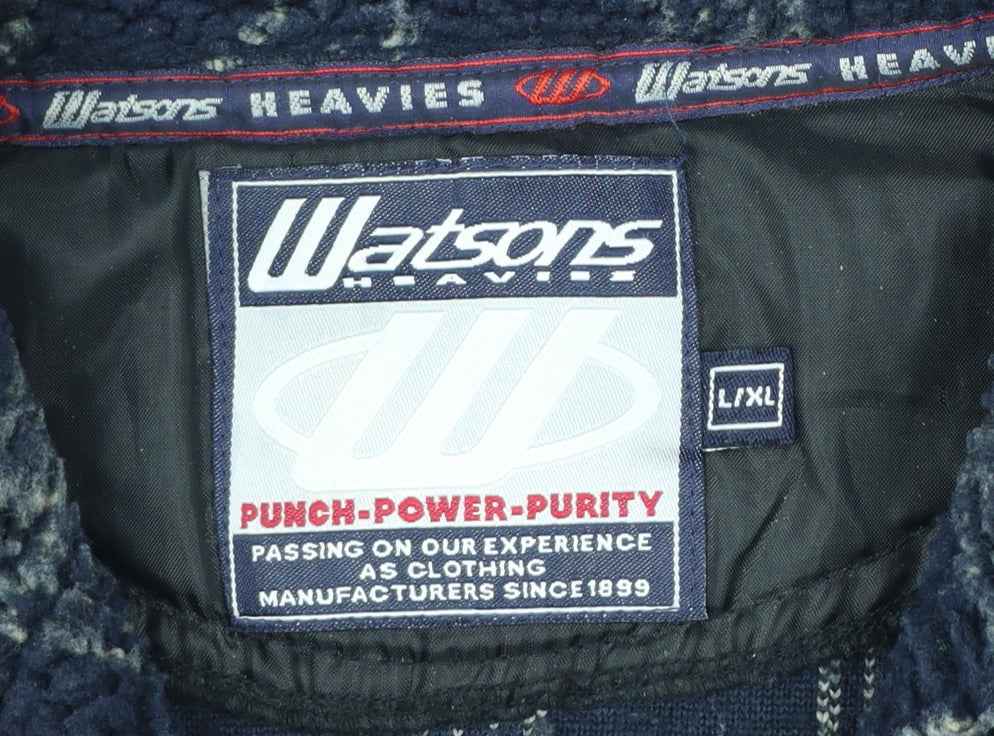 Watsons Heavies Men’s Blue XL Check Fleece 1/2 Zip Pullover Sweatshirt