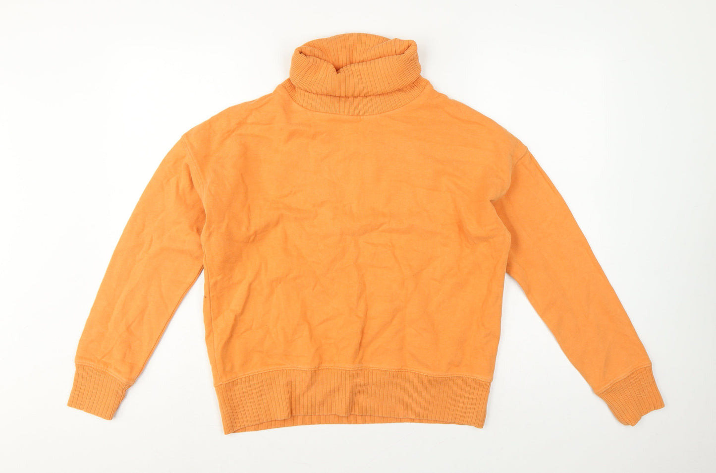 Next Women Orange UK 10 Cotton Roll Neck Pullover Sweatshirt