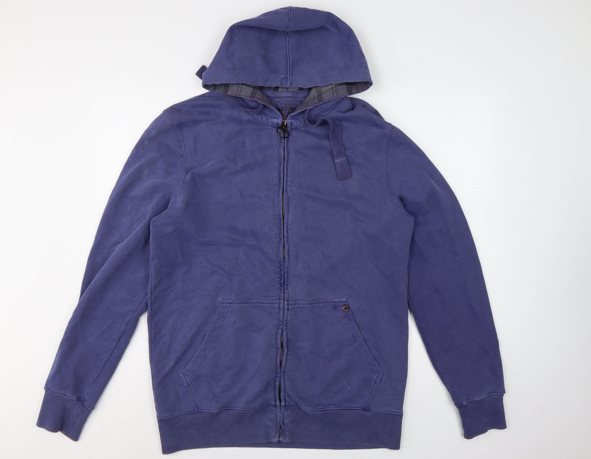 Barbour Men’s Blue L Full Zip Hooded Fleece Hoodie Pockets