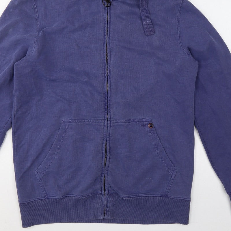 Barbour Men’s Blue L Full Zip Hooded Fleece Hoodie Pockets