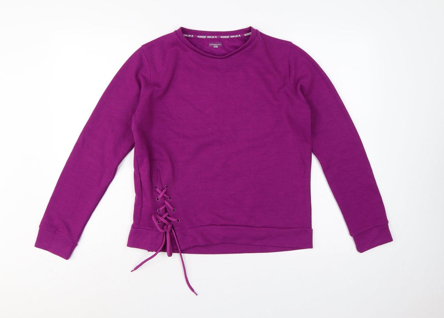 Boomerang Women Purple UK 12 Lace-Up Pullover Sweatshirt Gym