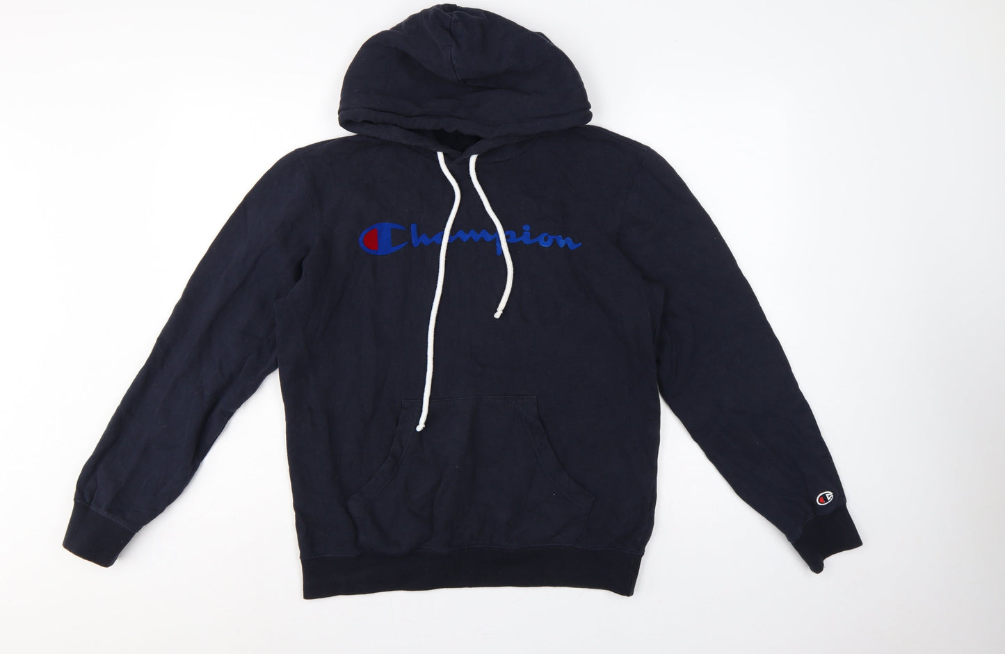 Champion Men’s Blue Small Pullover Logo Hoodie Cotton