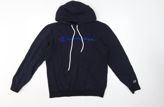 Champion Men’s Blue Small Pullover Logo Hoodie Cotton
