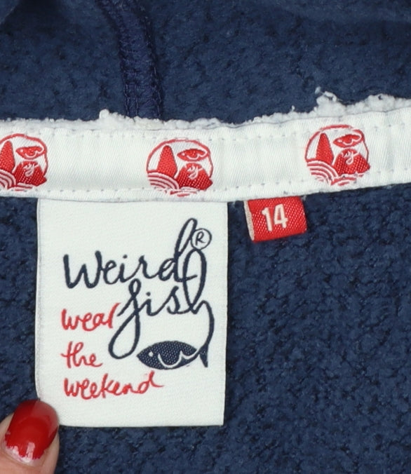 Weird Fish Unisex Adults Blue UK 14 Full Zip Fleece Hoodie