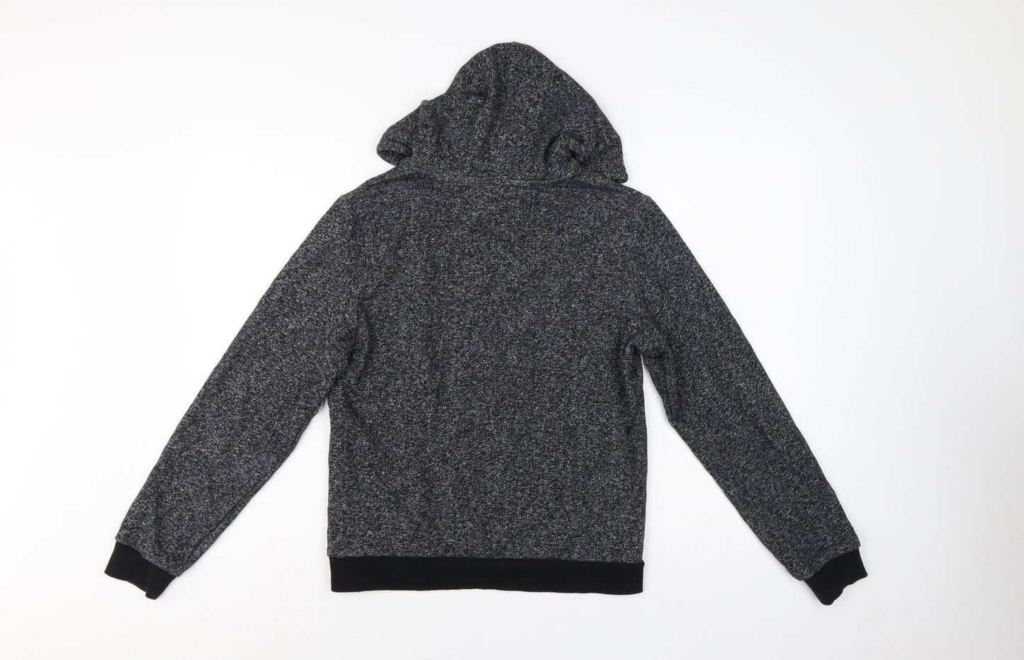 Guess Women’s Grey Marl Logo Hoodie UK 14 M Pullover Drawstring