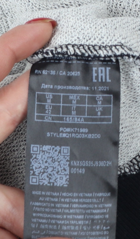 Guess Women’s Grey Marl Logo Hoodie UK 14 M Pullover Drawstring