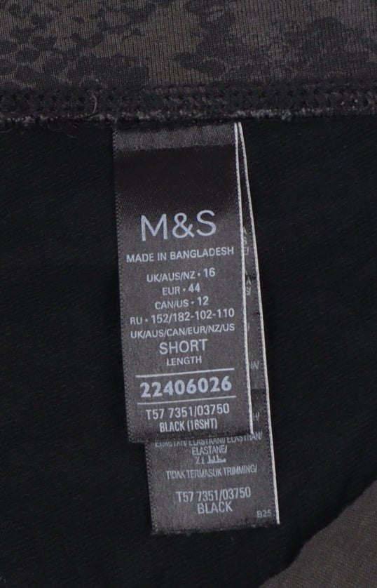 Marks & Spencer Women’s Black Size 16 Short Jogger Trousers Zip Pockets