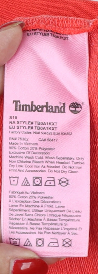 Timberland Men's Red S Pullover Sweatshirt Logo Pocket Cotton Blend