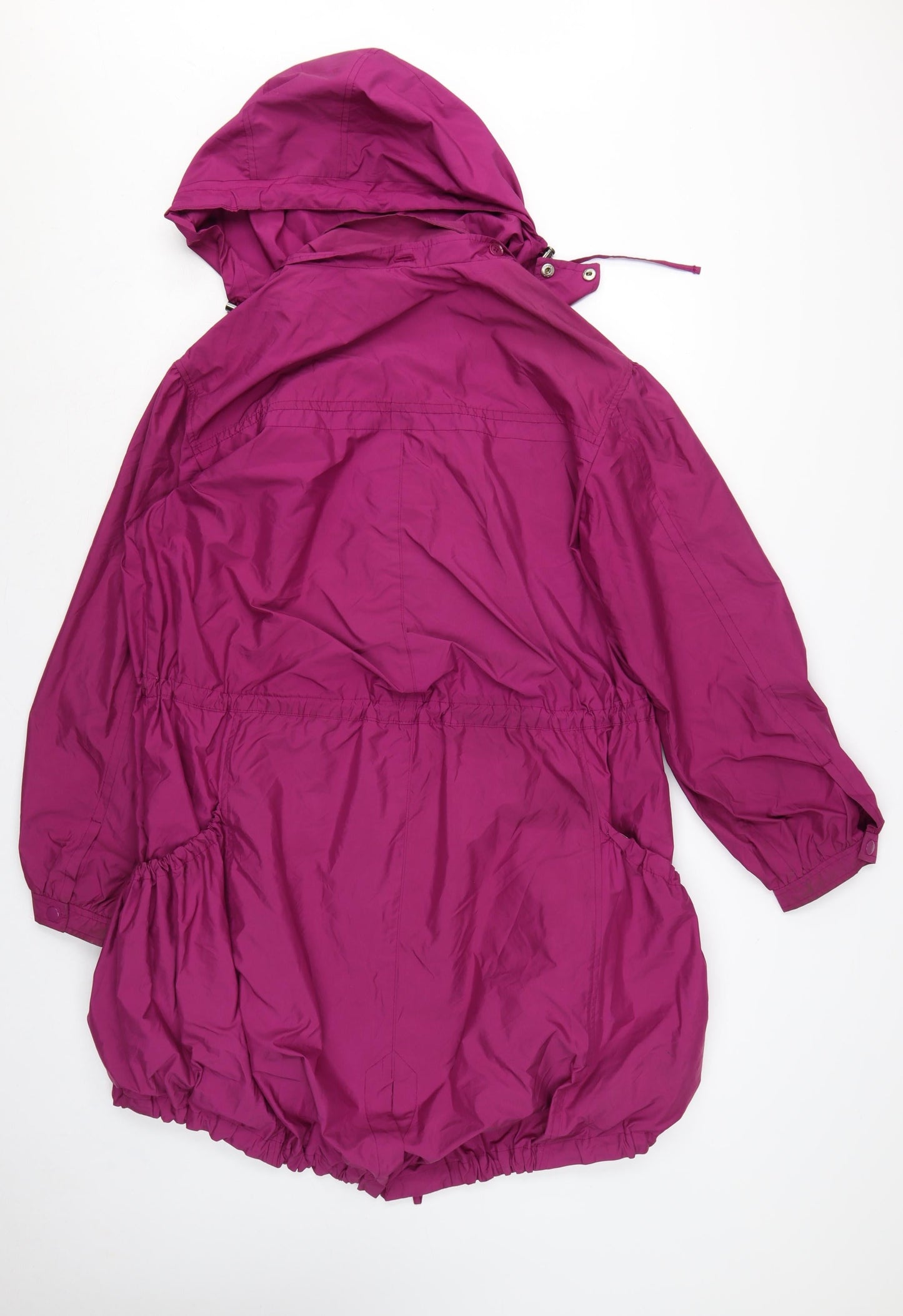 Farhi Women Pink UK 14 Long Hooded Parka Coat Drawstring Zip