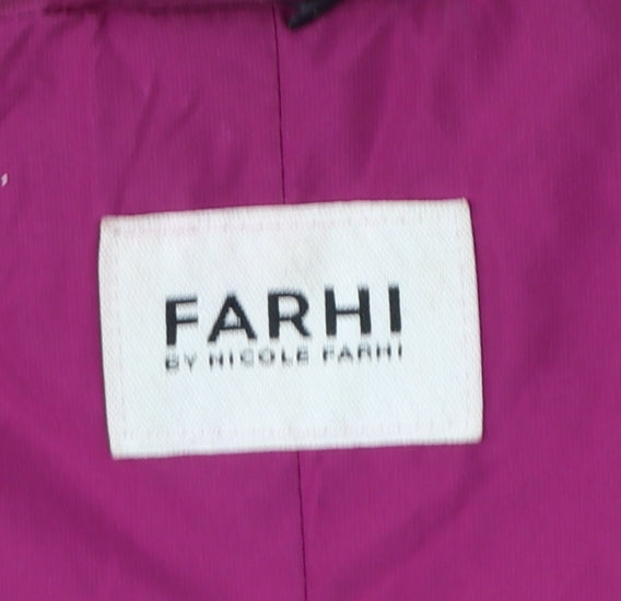 Farhi Women Pink UK 14 Long Hooded Parka Coat Drawstring Zip