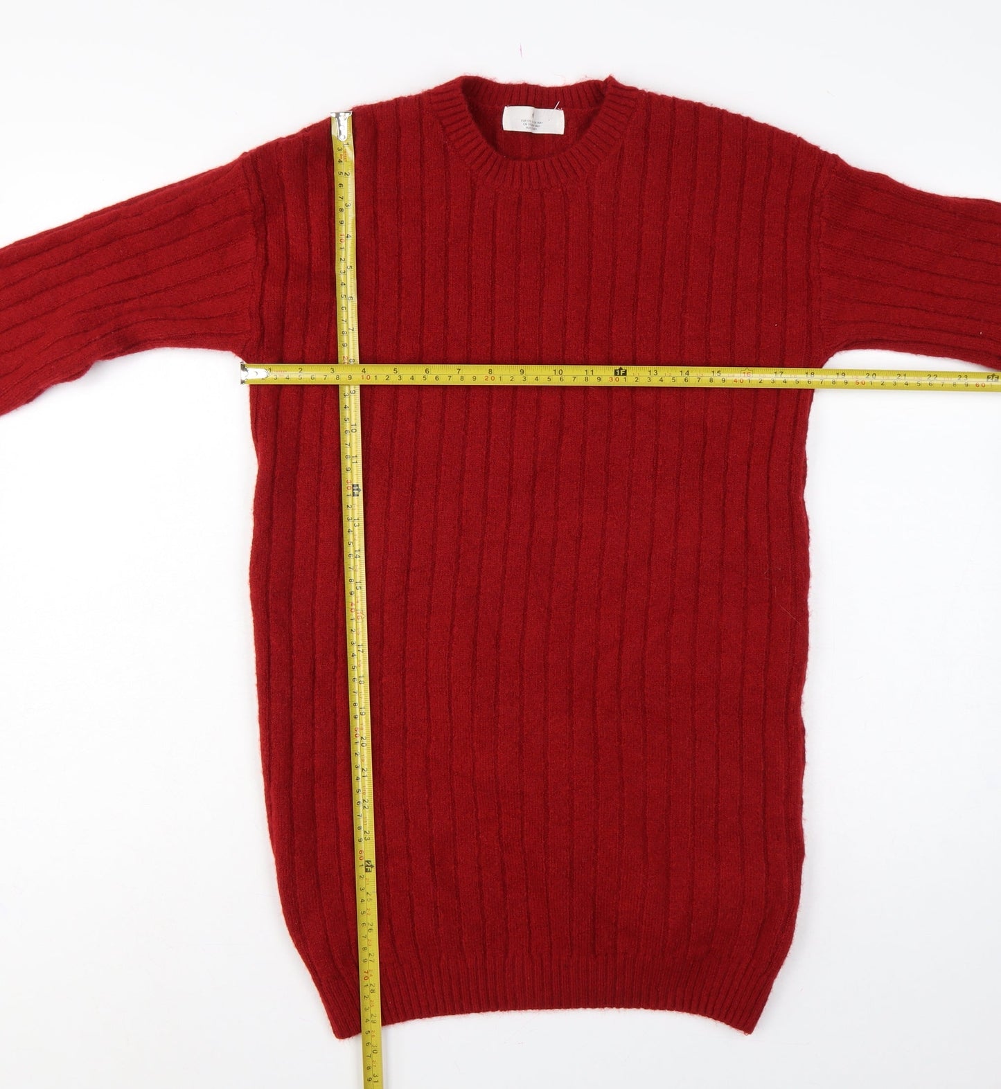 H&M Girls Red Ribbed Knit Jumper Dress UK 14 Years Long Sleeve