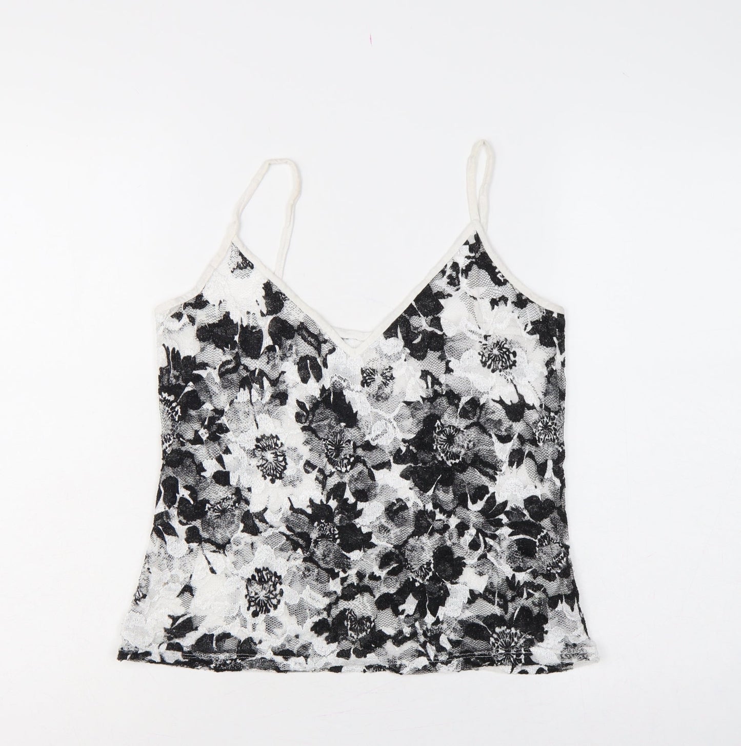 Per Una Women Black White Floral Lace Camisole Vest Top UK 14