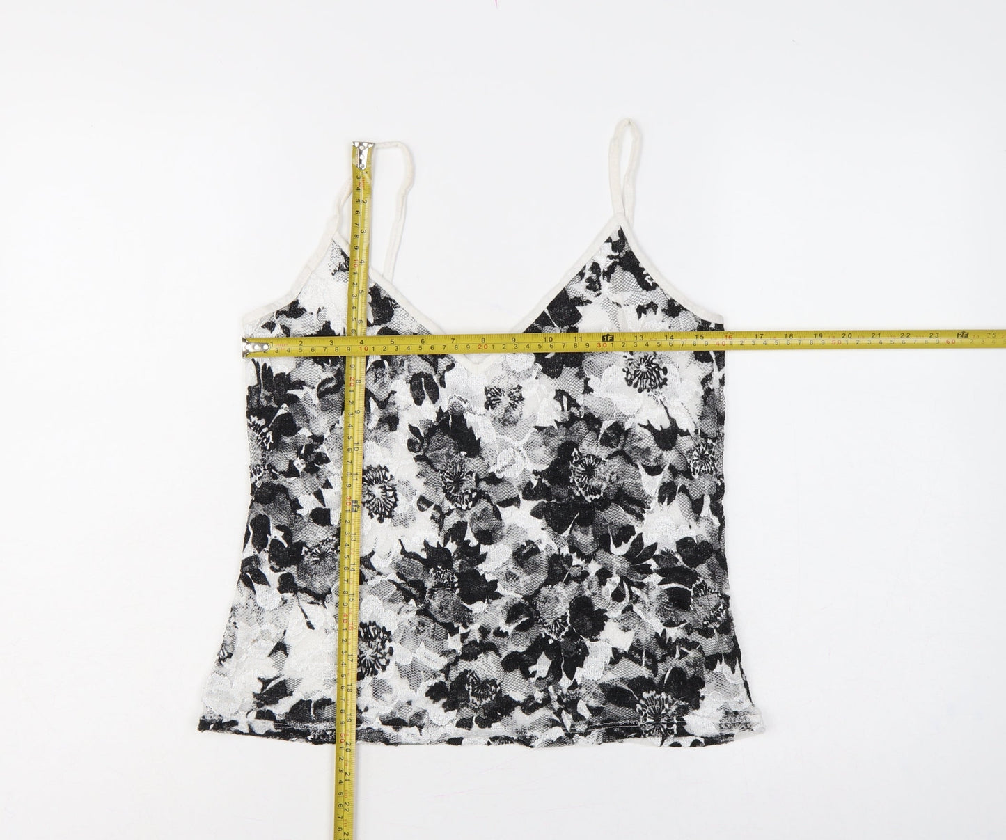 Per Una Women Black White Floral Lace Camisole Vest Top UK 14