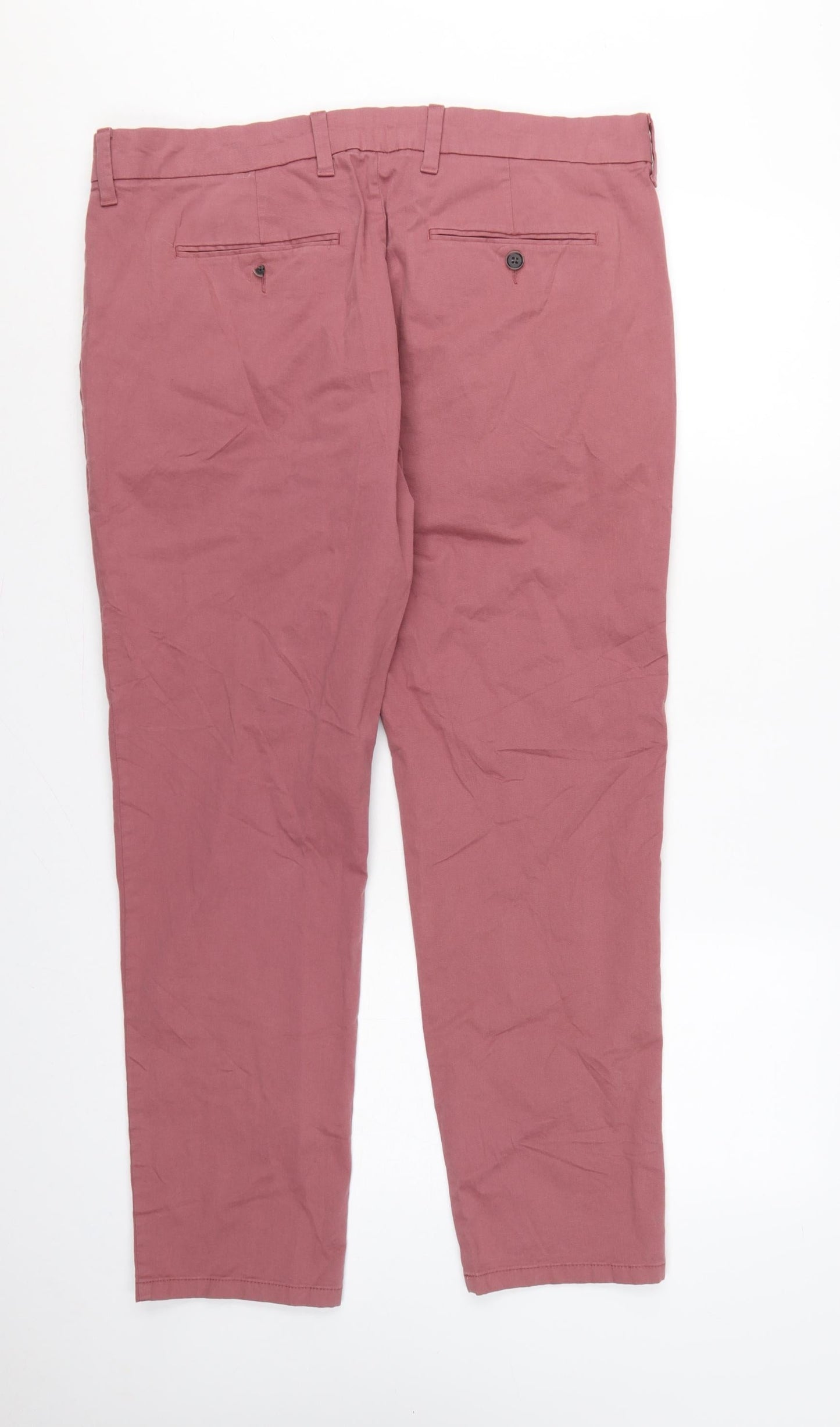 Marks & Spencer Men's Pink 36/29 Slim Fit Stretch Chino Trousers