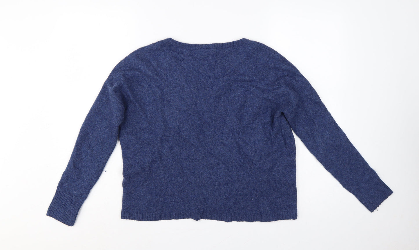 GAP Women’s Blue XS Petite V-Neck Alpaca Wool Blend Knit Jumper