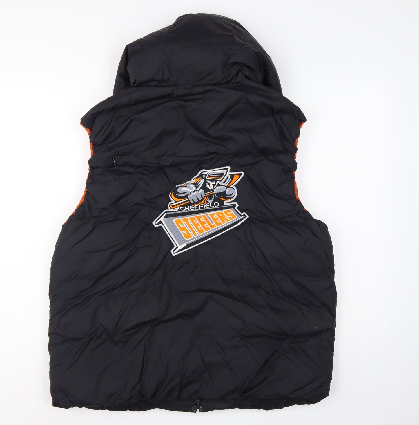 Result Men’s Black Orange L Hooded Sheffield Steelers Padded Waistcoat