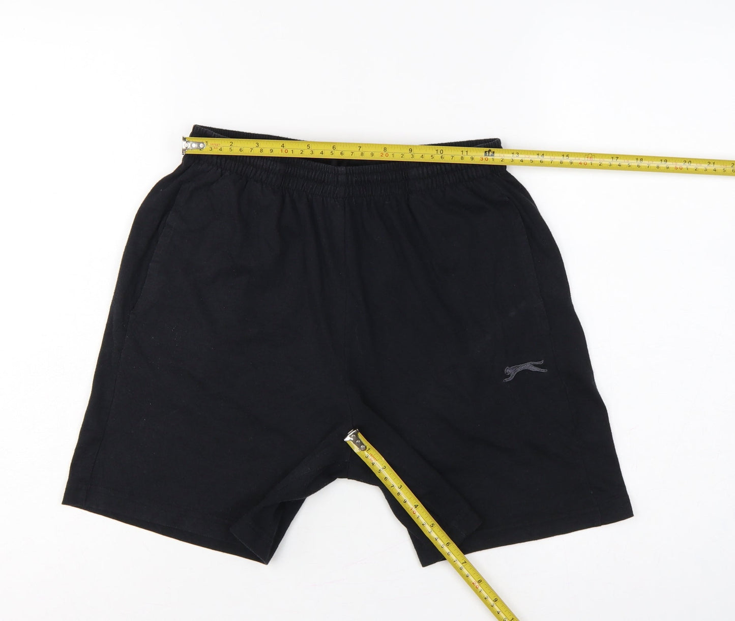 Slazenger Men's Black M Sweat Shorts Elastic Waist Pockets Logo