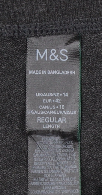 Marks and Spencer Women Grey Size 14 Regular Stretch Jersey Leggings