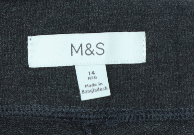 Marks and Spencer Women Grey Size 14 Regular Stretch Jersey Leggings