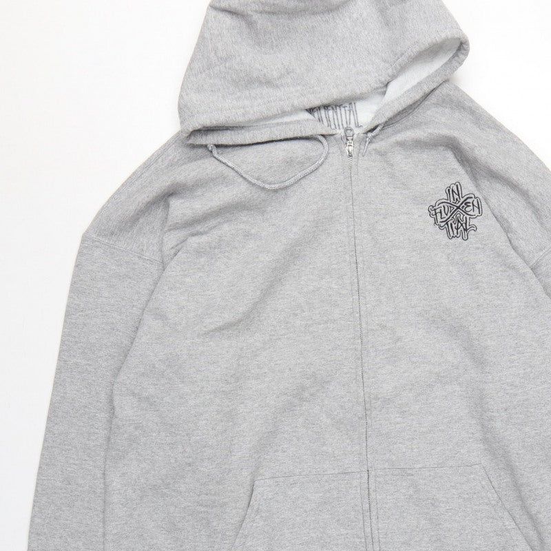 Additional view of Inferential Clothing Men’s Grey 2XL Full Zip Embroidered Logo Hoodie