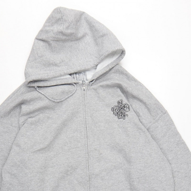 Additional view of Inferential Clothing Men’s Grey 2XL Full Zip Embroidered Logo Hoodie