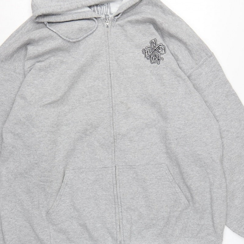 Additional view of Inferential Clothing Men’s Grey 2XL Full Zip Embroidered Logo Hoodie