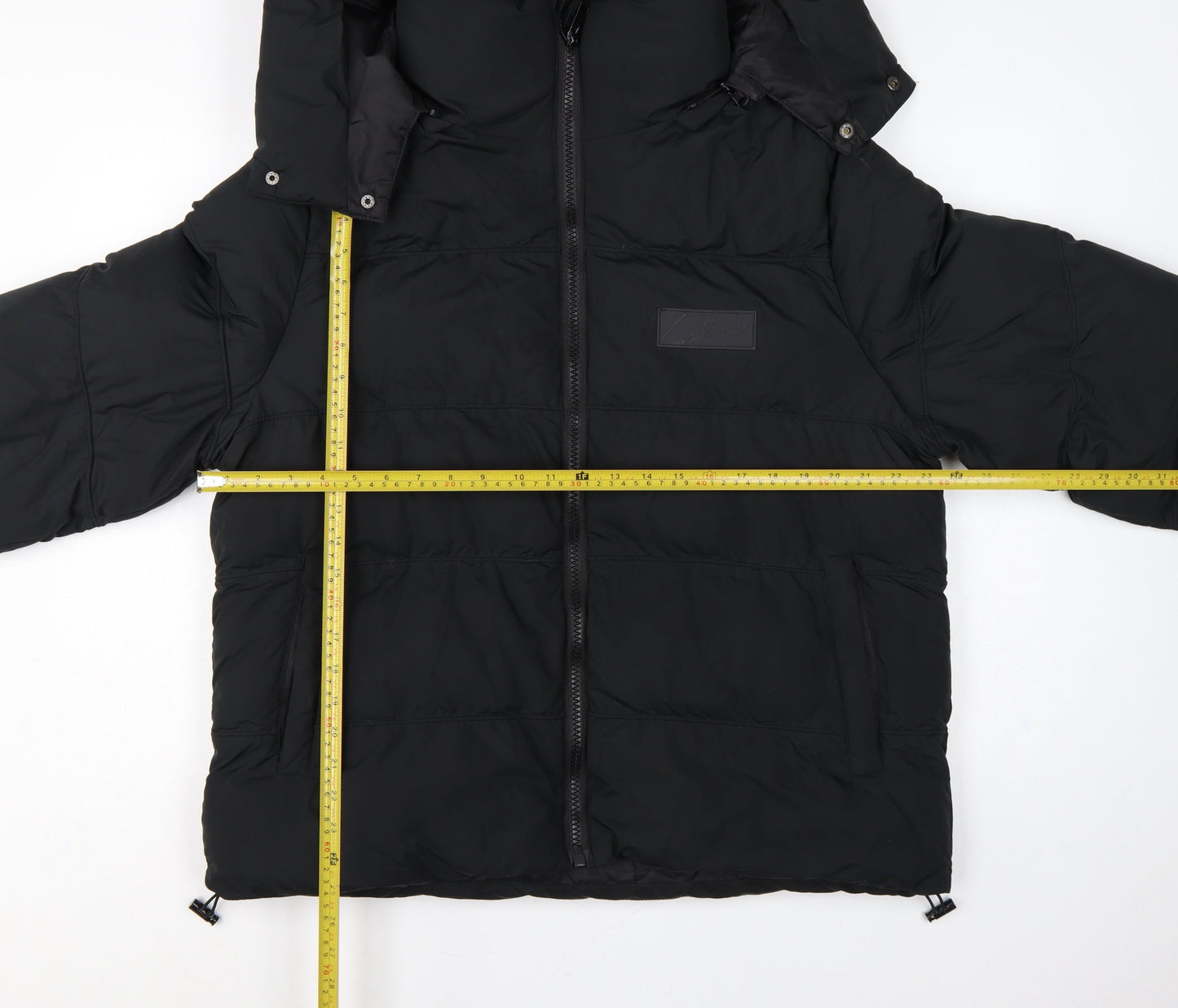 Couture Club Women Black L Hooded Puffer Jacket Quilted Logo