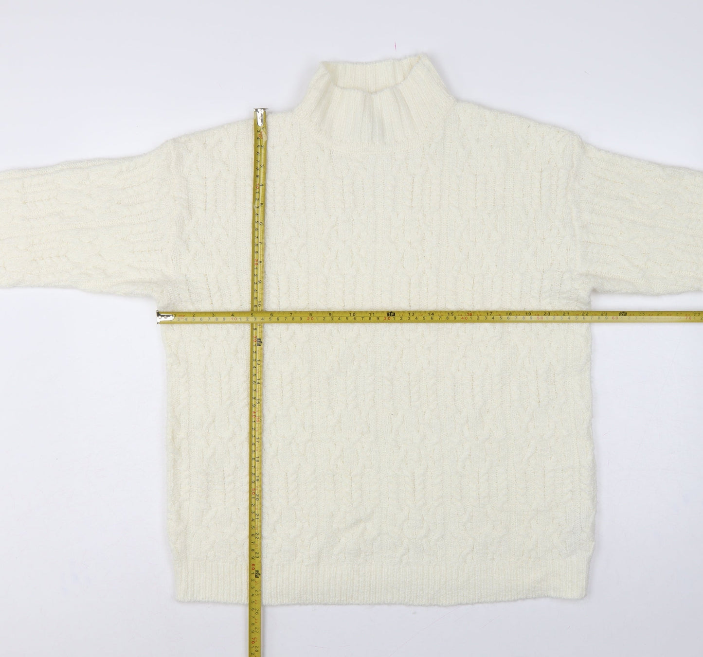 Marks and Spencer Women Ivory M Cable-Knit Roll Neck Jumper
