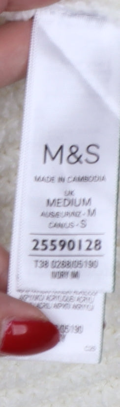 Marks and Spencer Women Ivory M Cable-Knit Roll Neck Jumper