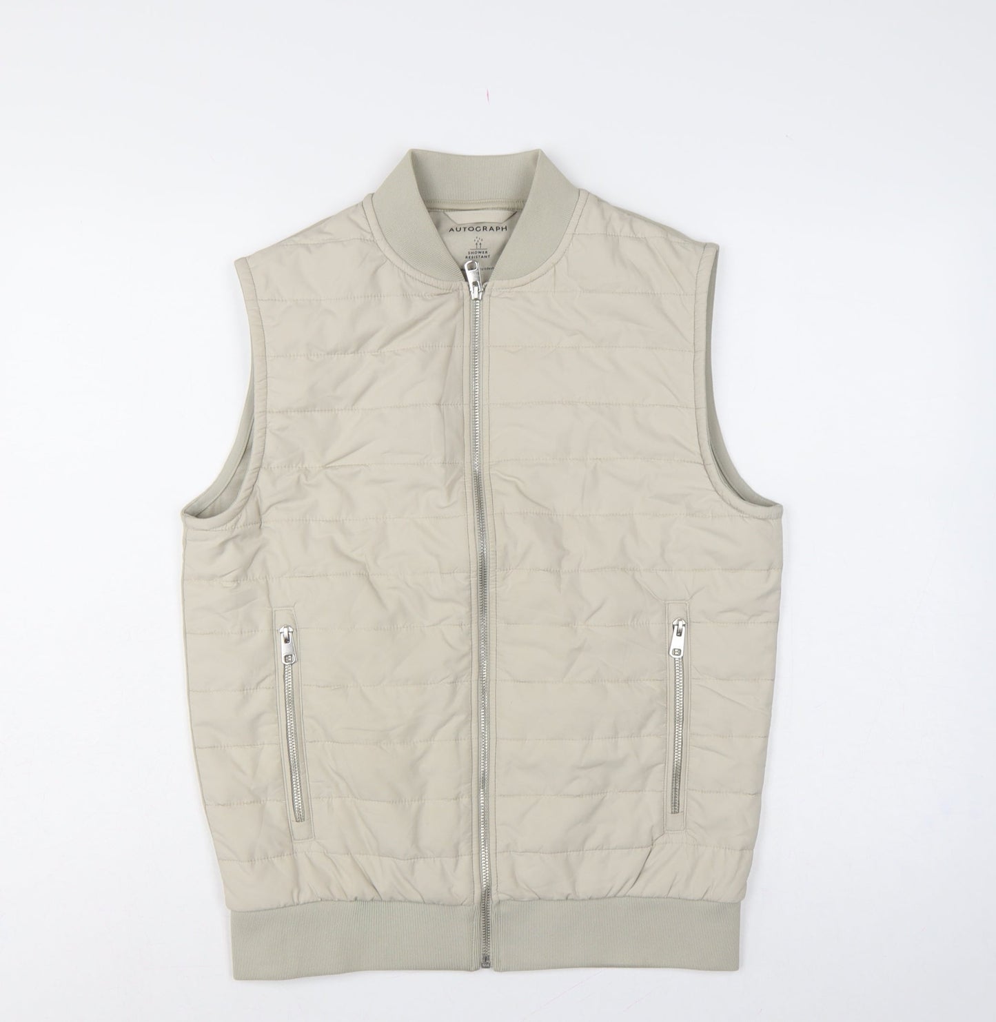 Autograph Men’s Beige S Quilted Padded Shower Resistant Bodywarmer Gilet