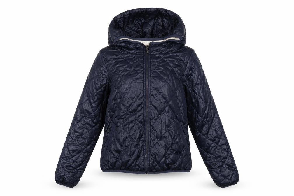 Vero Womens Moda Blue S Quilted Hooded Puffer Jacket