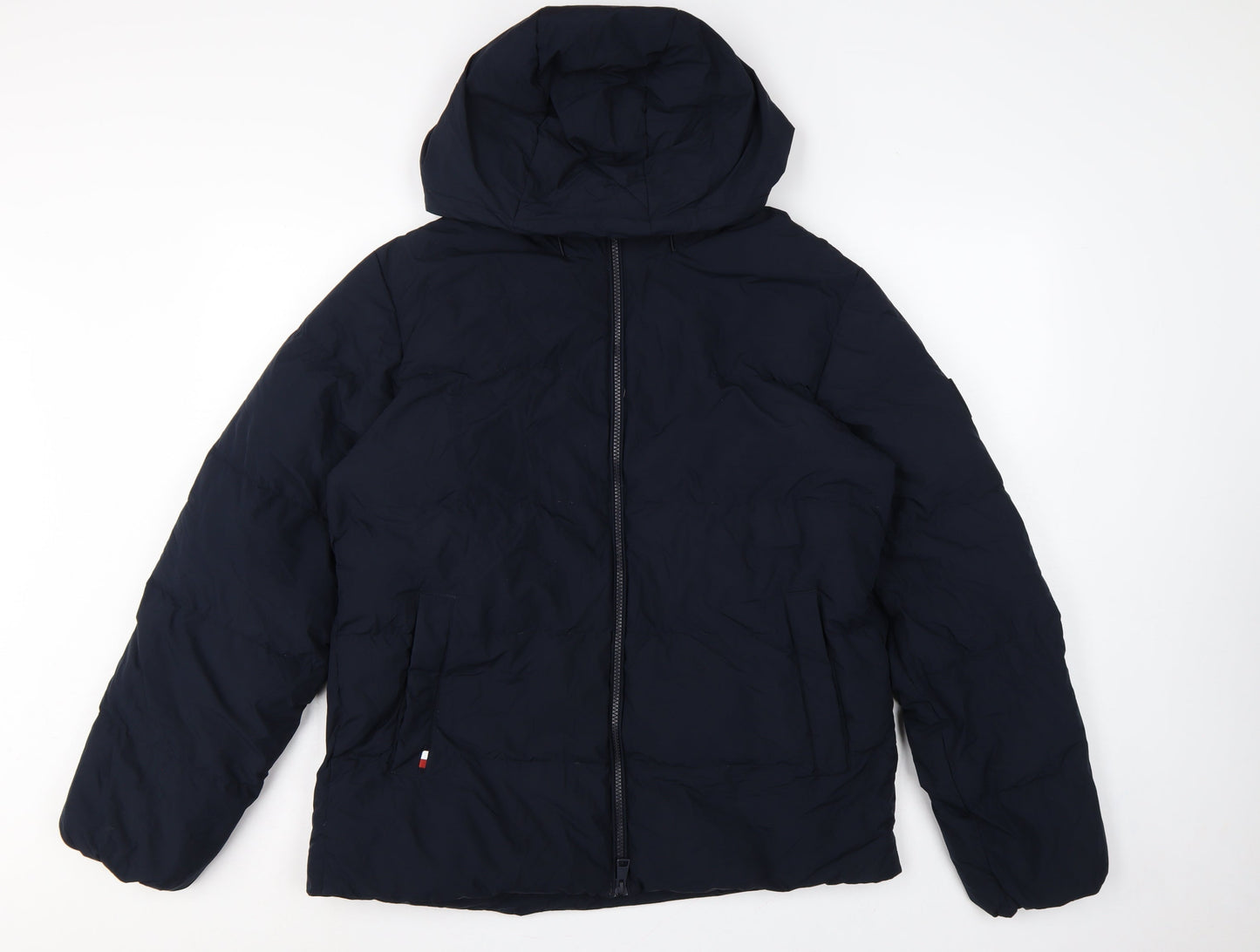 Tommy Hilfiger Men’s Blue M Hooded Down Puffer Jacket Water Resistant