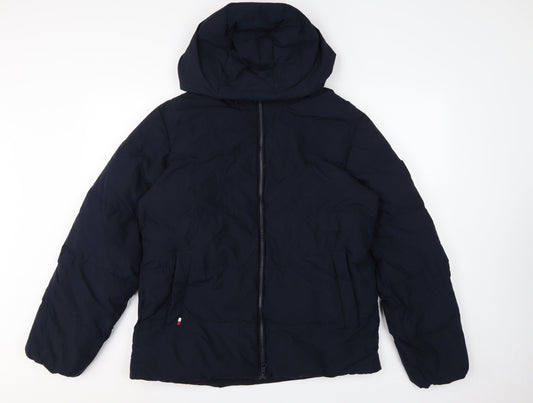 Tommy Hilfiger Men’s Blue M Hooded Down Puffer Jacket Water Resistant