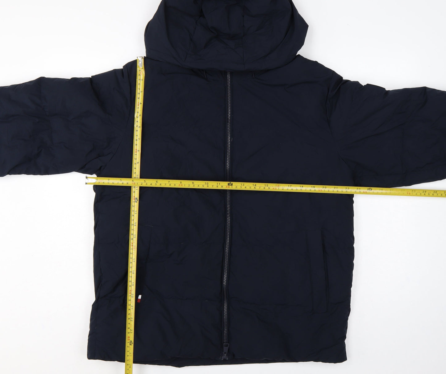 Tommy Hilfiger Men’s Blue M Hooded Down Puffer Jacket Water Resistant