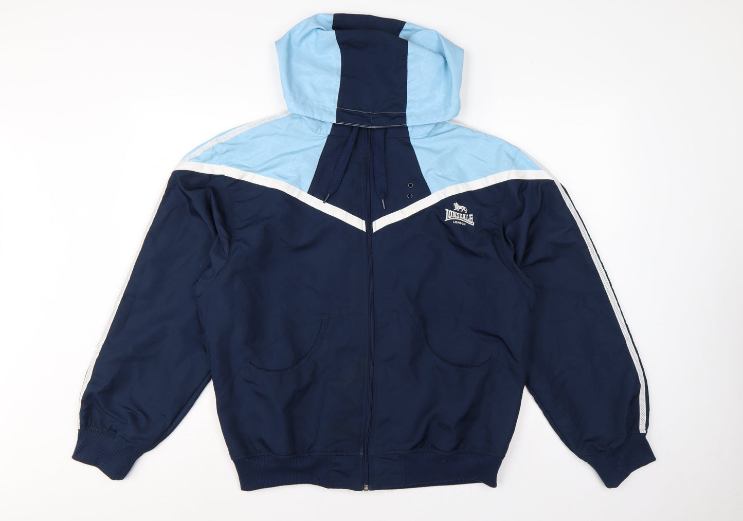 Lonsdale Women Blue UK 18 Hooded Track Jacket Full Zip Colourblock
