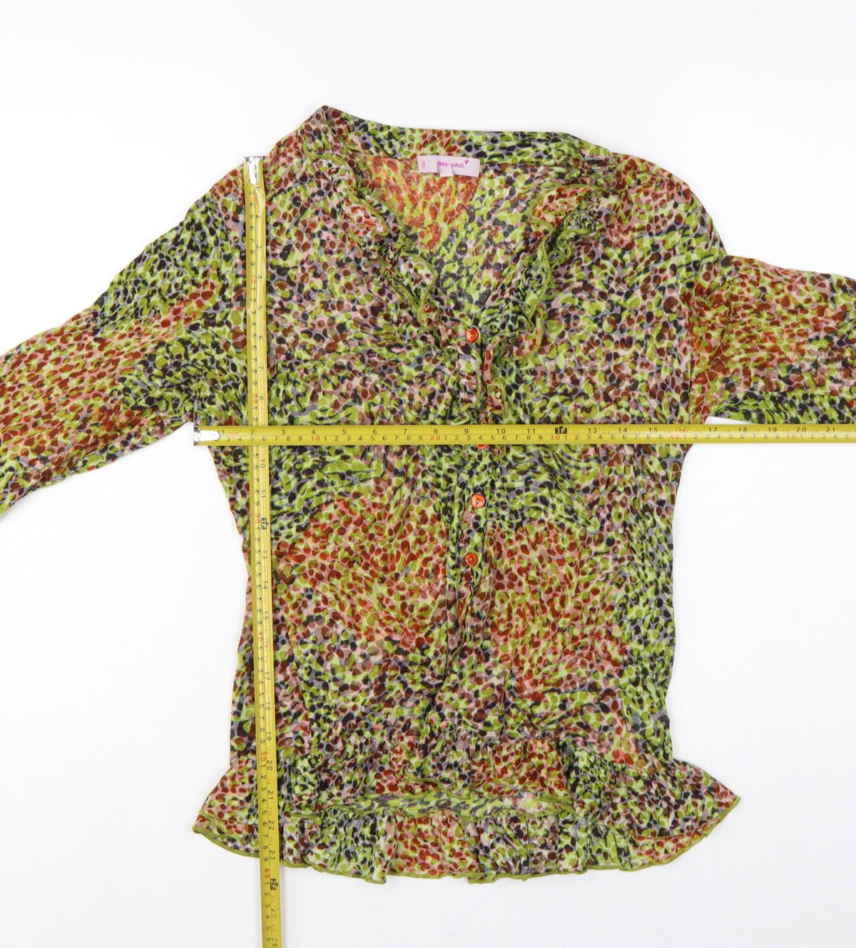 Per Una Women Multicoloured Animal Print Ruffle Blouse UK 14 Long Sleeve