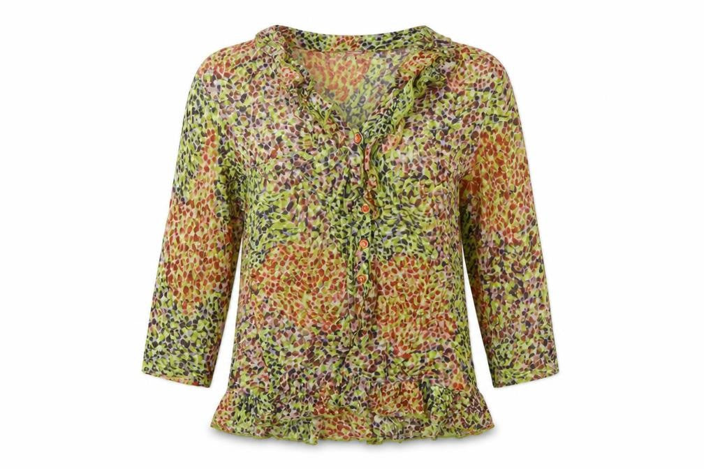 Per Una Women Multicoloured Animal Print Ruffle Blouse UK 14 Long Sleeve