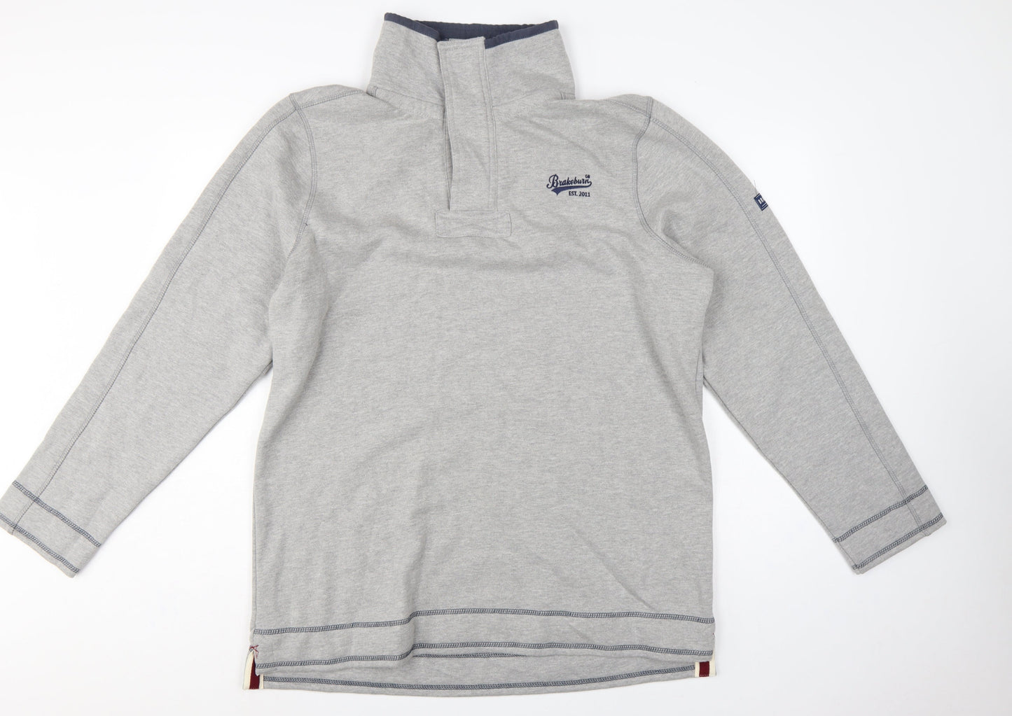 Brakeburn Men’s Grey XL Button Neck Fleece Sweatshirt Embroidered Logo