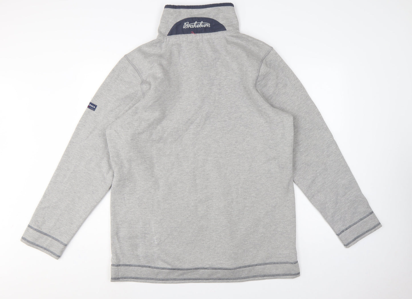 Brakeburn Men’s Grey XL Button Neck Fleece Sweatshirt Embroidered Logo