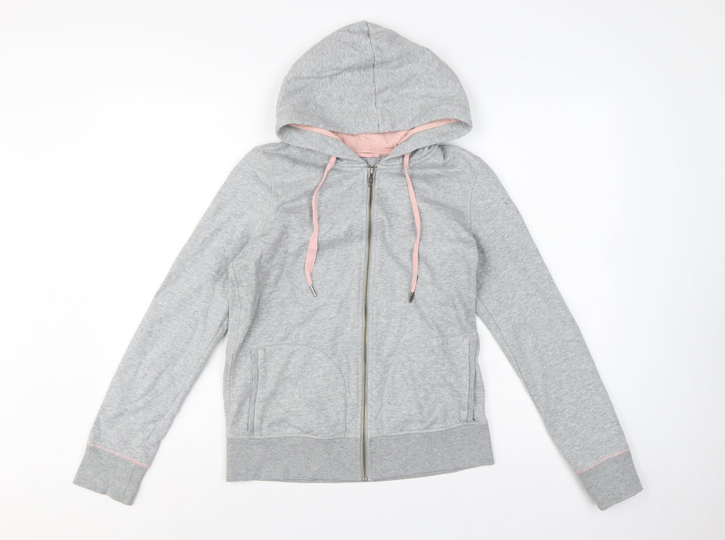 Boden Women’s Grey Pink Full Zip Hooded Hoodie UK 6 Cotton Blend