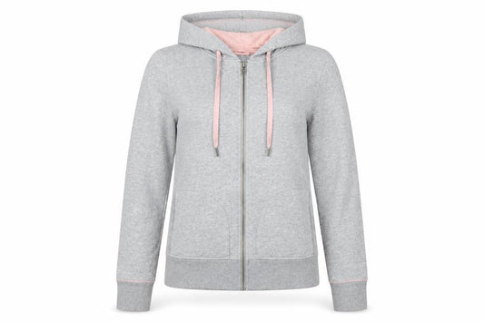 Boden Women’s Grey Pink Full Zip Hooded Hoodie UK 6 Cotton Blend