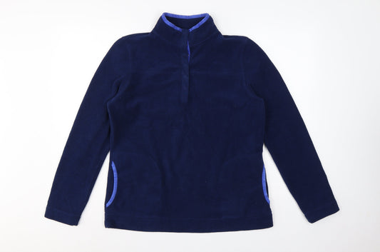Lands' End Women Blue M Fleece 1/4 Zip High Neck Pullover Sweatshirt