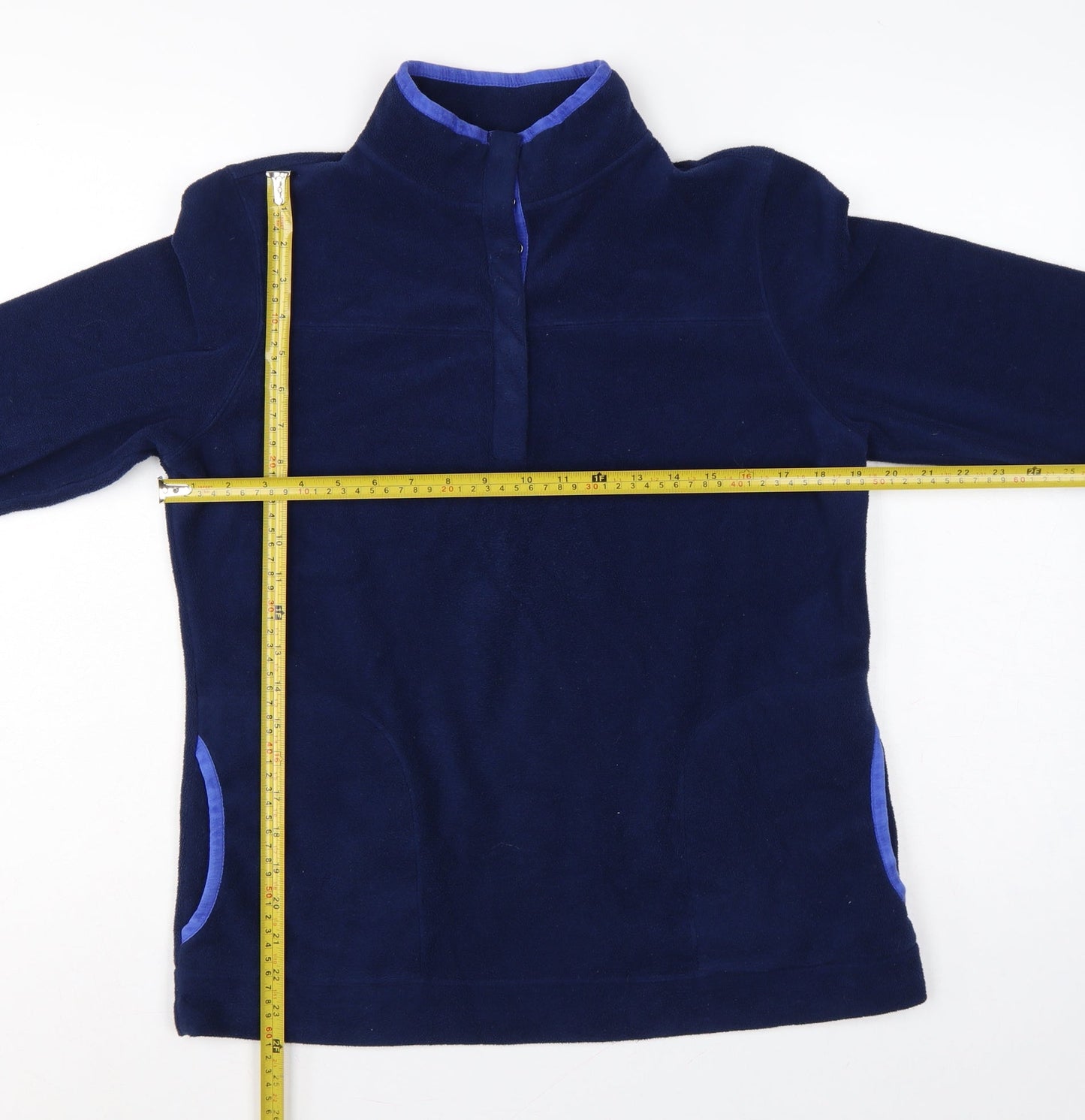 Lands' End Women Blue M Fleece 1/4 Zip High Neck Pullover Sweatshirt