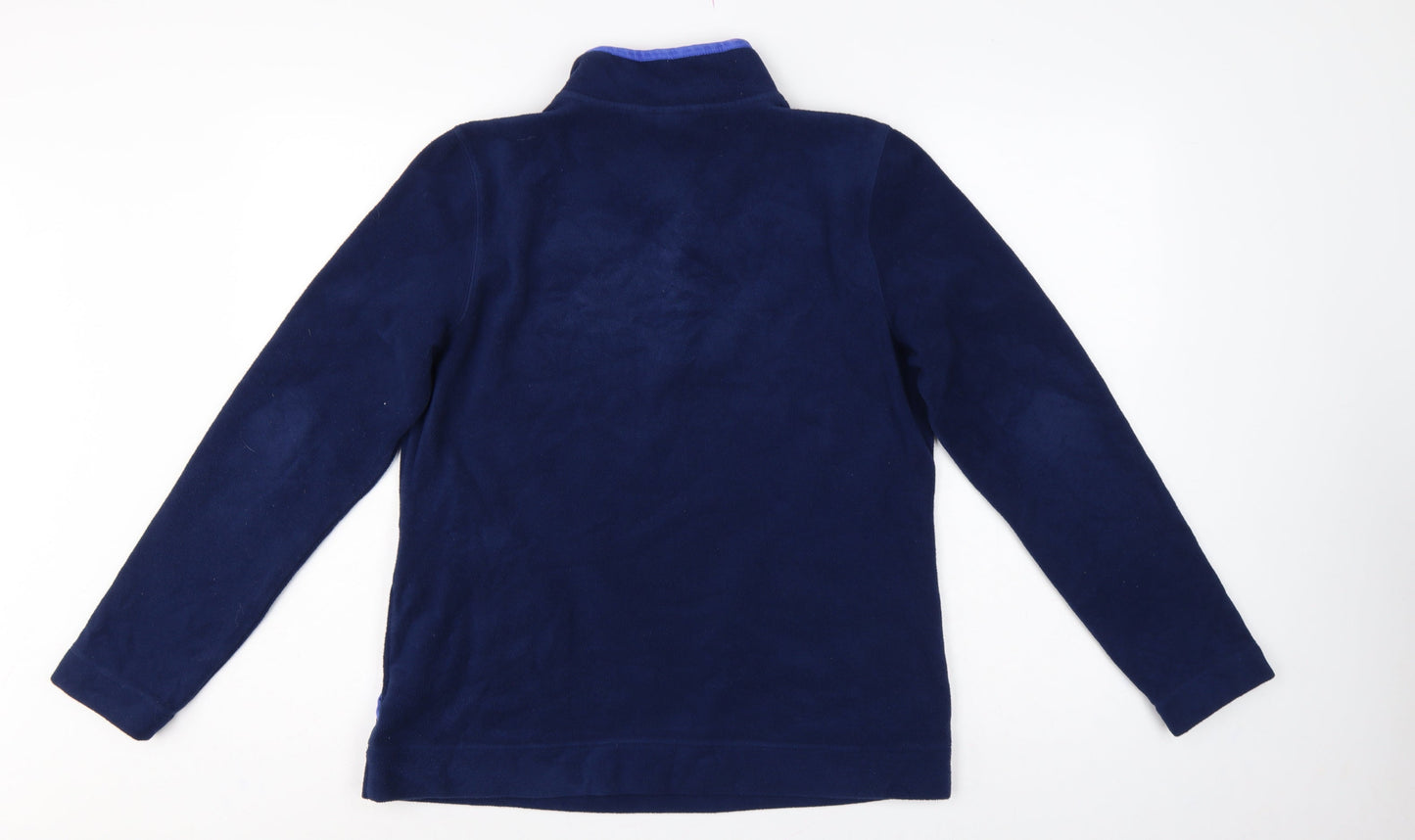 Lands' End Women Blue M Fleece 1/4 Zip High Neck Pullover Sweatshirt
