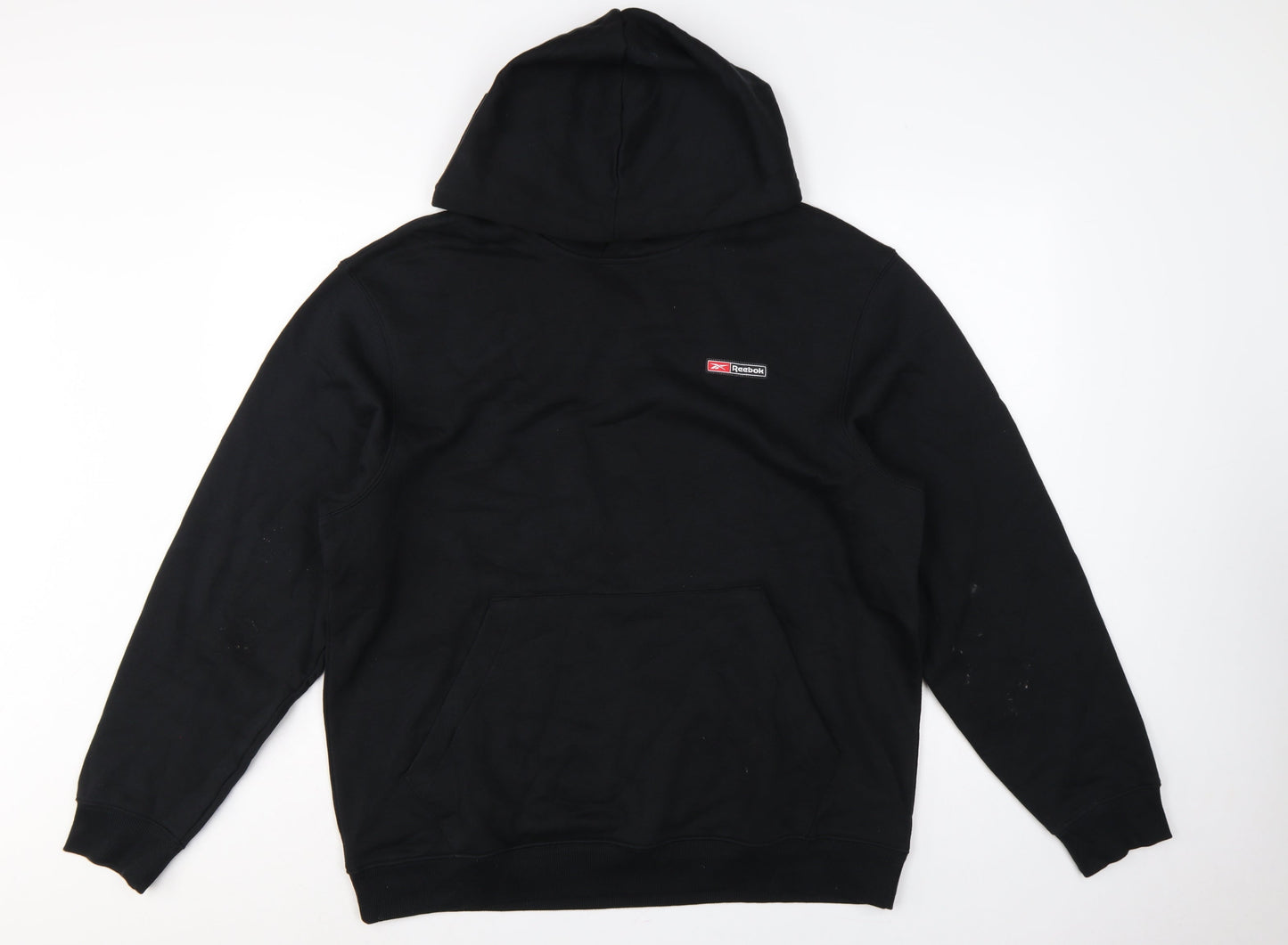 Reebok Men’s Black L Pullover Hoodie Logo Sports Kangaroo Pocket