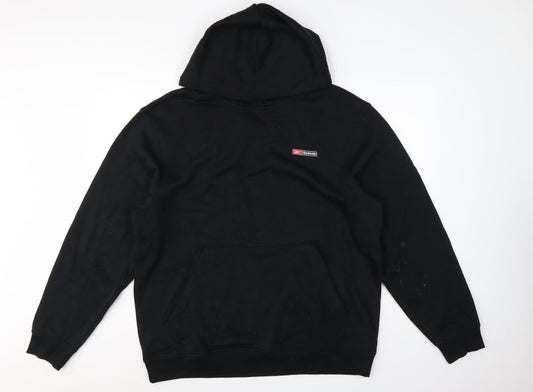 Reebok Men’s Black L Pullover Hoodie Logo Sports Kangaroo Pocket