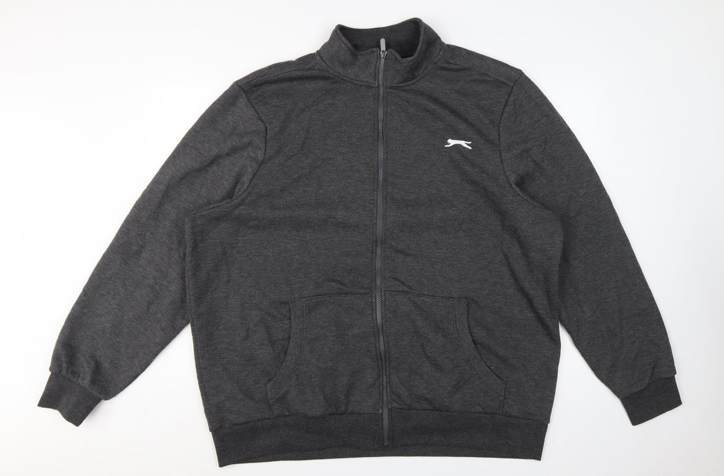 Slazenger Men’s Grey 2XL Full Zip Fleece Sweatshirt Sports Logo