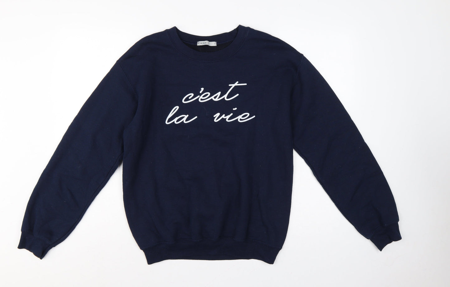 Oasis Women’s Blue S C’est La Vie Graphic Pullover Sweatshirt