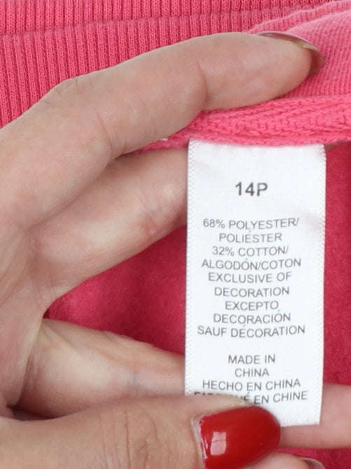 Alfred Dunner Women Pink UK 18 Petite Full Zip Floral Sweatshirt